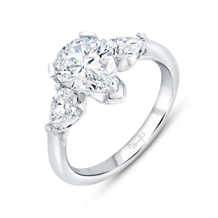 Uneek Alexandria Collection Three-Stone Pear Engagement Ring
