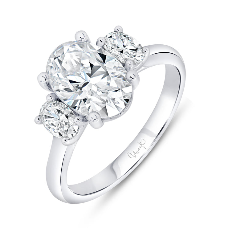 Uneek Timeless Collection Three-Stone Oval Engagement Ring