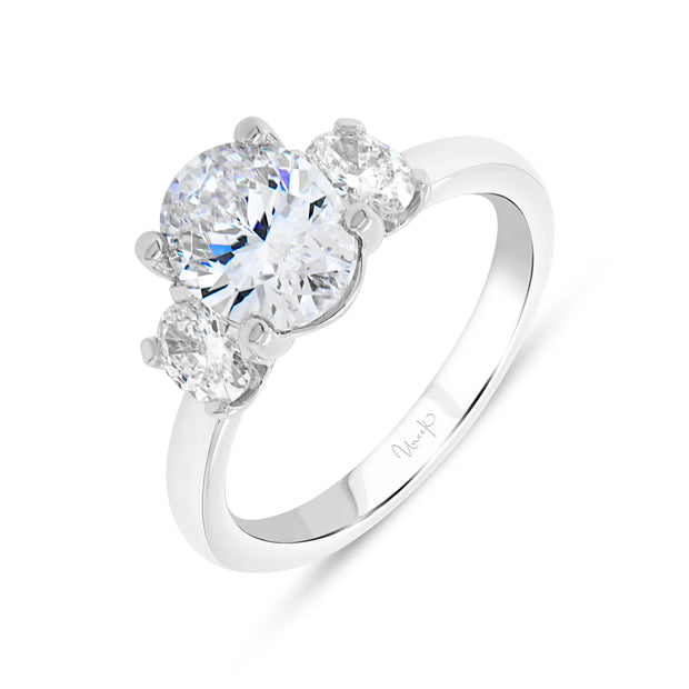 Uneek Alexandria Collection Three-Stone Oval Engagement Ring