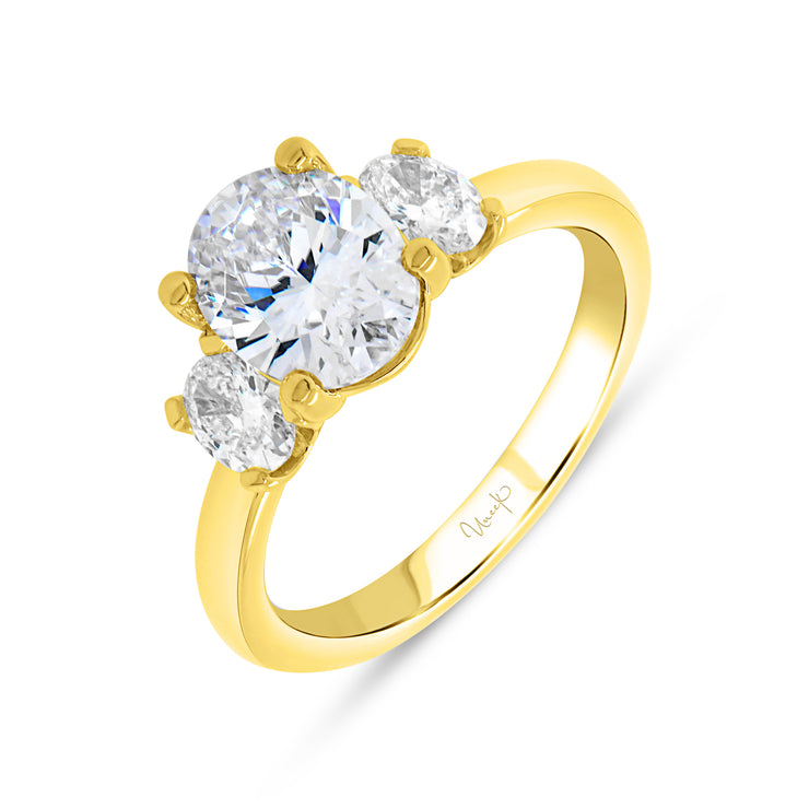 Uneek Alexandria Collection Three-Stone Oval Engagement Ring