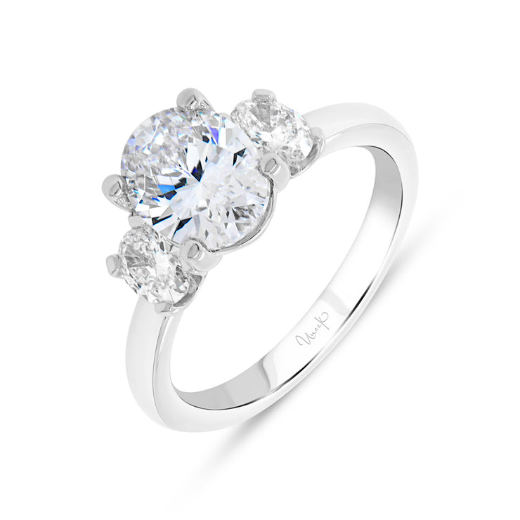 Uneek Alexandria Collection Three-Stone Oval Engagement Ring