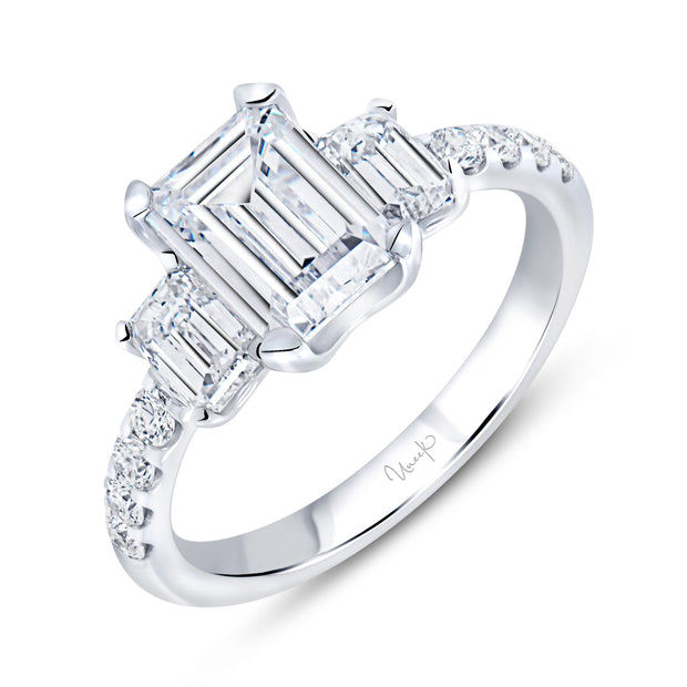 Uneek Alexandria Collection Three-Stone Engagement Ring