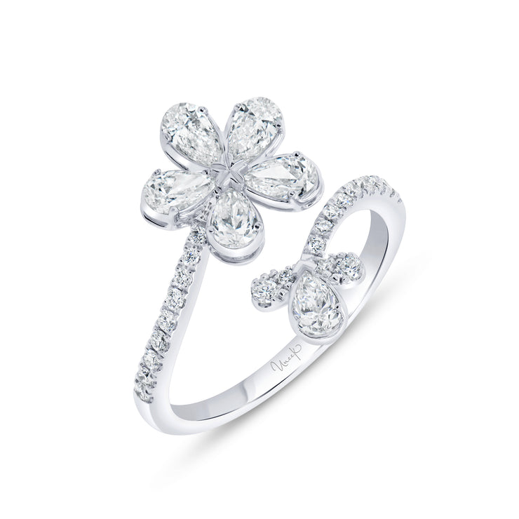 Uneek Petals Collection Bypass Pear Diamond Fashion Ring
