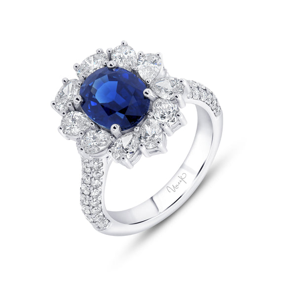 Uneek Precious Collection Oval Shaped Sapphire Engagement Ring