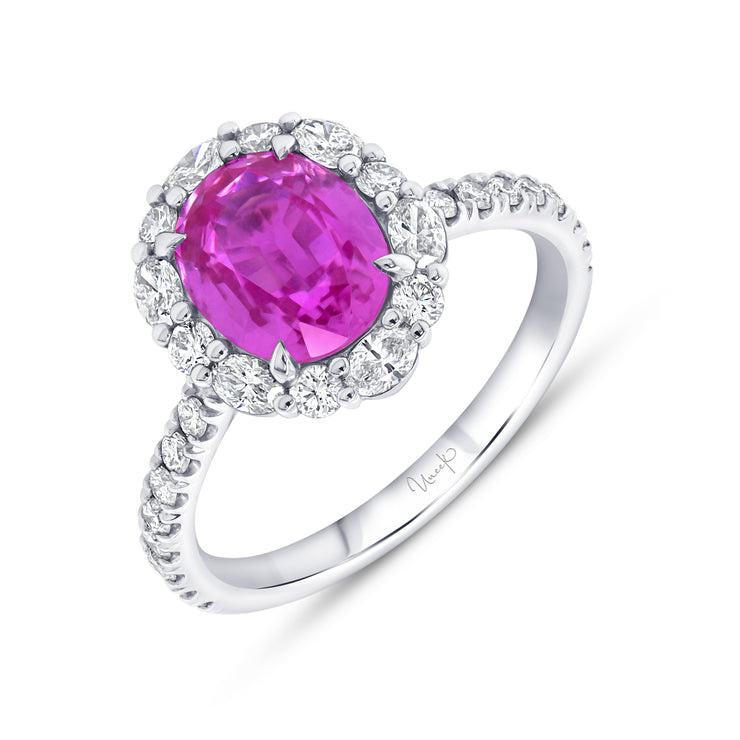 Uneek Precious Collection Oval Shaped Sapphire Engagement Ring