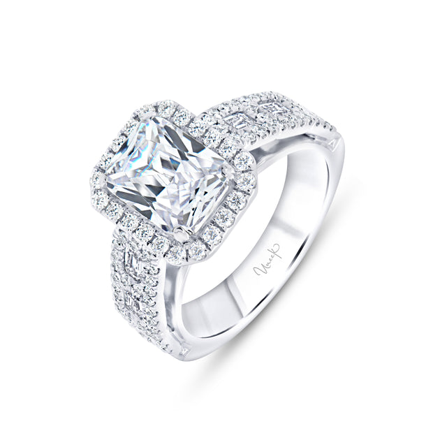 Uneek Signature Collection Halo Emerald Cut Engagement Ring