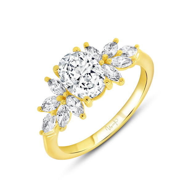 Uneek Us Collection Straight Oval Engagement Ring