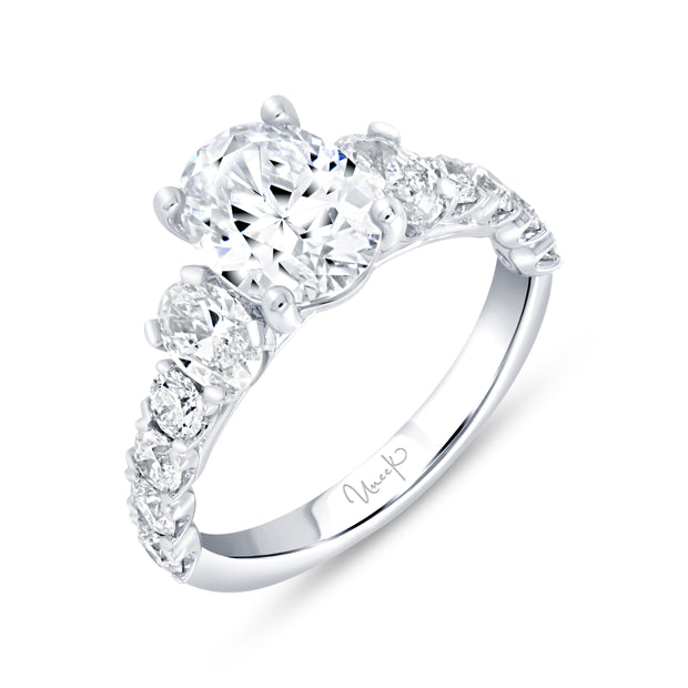 Uneek Timeless Collection Straight Oval Shaped Engagement Ring