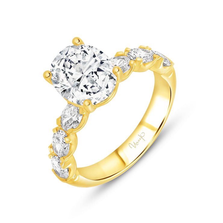Uneek Timeless Collection 4-Pr-Peg Oval Shaped Diamond Ring