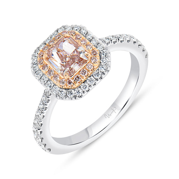 Uneek Natureal Collection Double-Halo Pink Diamond Engagement Ring