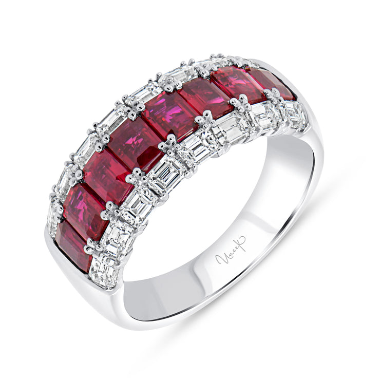 Uneek Precious Collection 3-Row Ruby Anniversary Ring