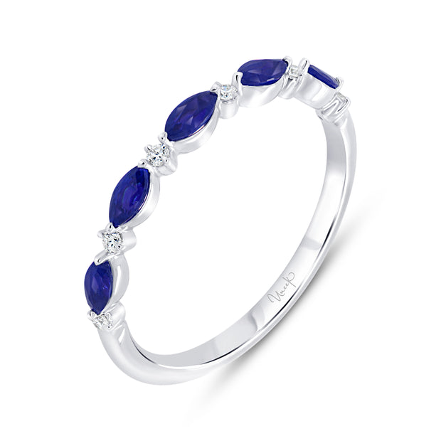 Uneek Precious Collection 1-Row Marquise Blue Sapphire Stackable Ring