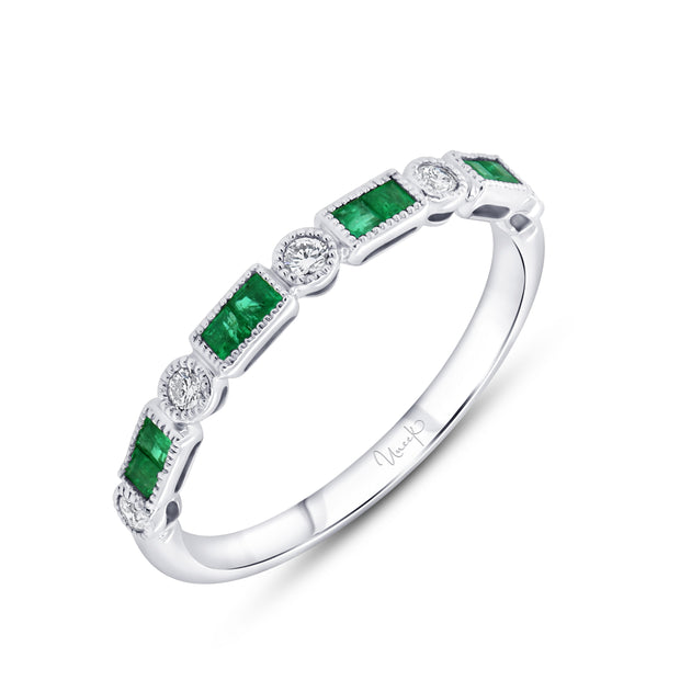 Uneek Precious Collection 1-Row Princess Emerald Stackable Ring