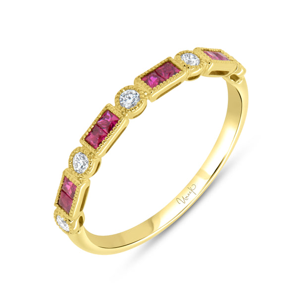 Uneek Precious Collection 1-Row Princess Ruby Stackable Ring