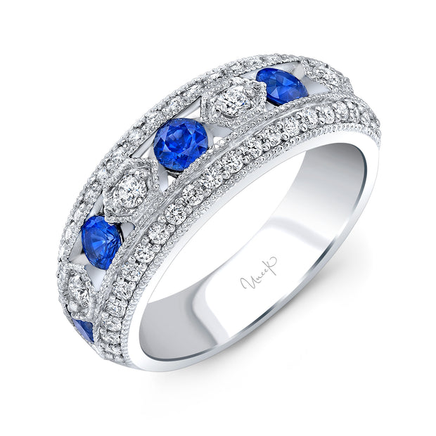 Uneek Precious Collection Round Blue Sapphire Fashion Ring