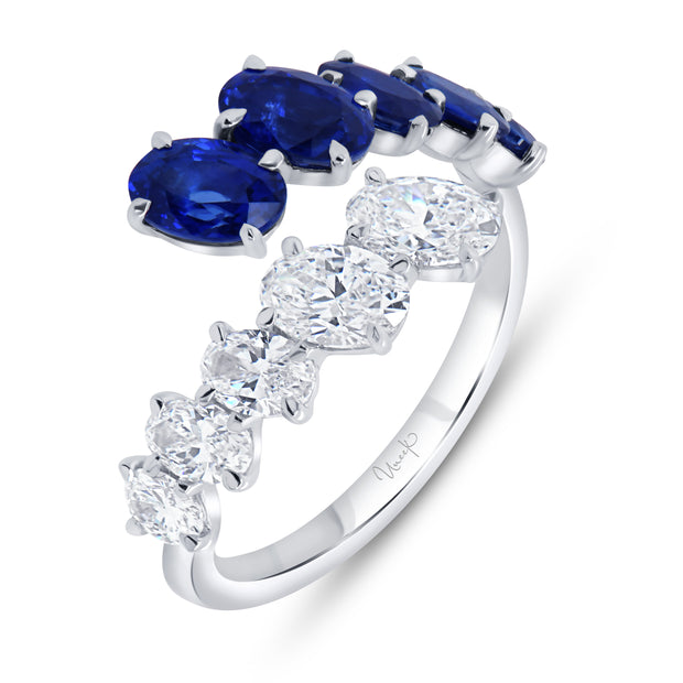 Uneek Precious Collection Bypass Oval Blue Sapphire Fashion Ring