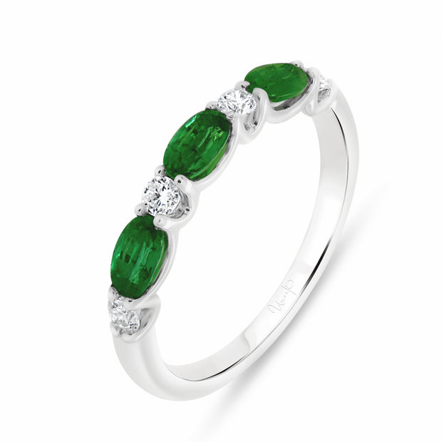 Uneek Precious Collection 1-Row Oval Emerald Stackable Ring