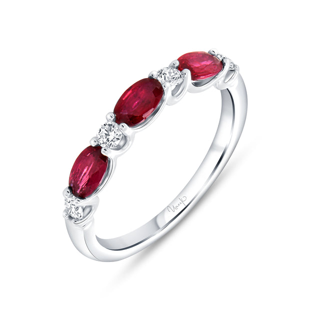 Uneek Precious Collection 1-Row Oval Ruby Stackable Ring