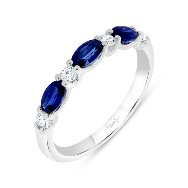 Uneek Precious Collection 1-Row Oval Blue Sapphire Stackable Ring