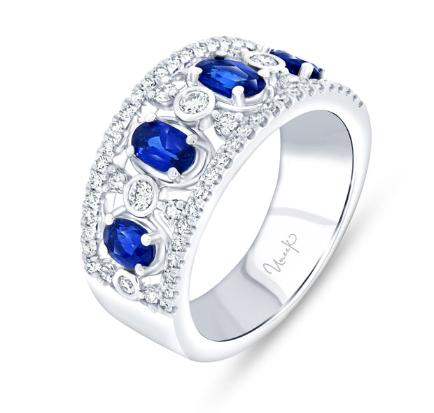 Uneek Precious Collection Vintage Oval Shaped Blue Sapphire Fashion Ring