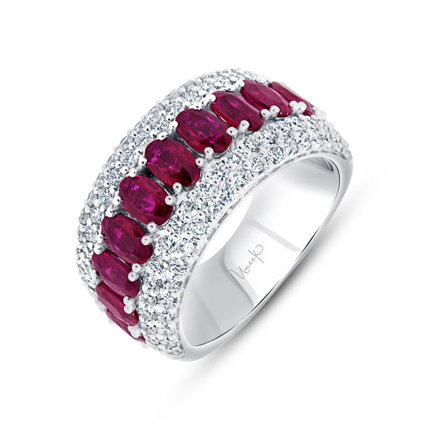 Uneek Precious Collection Multi-Row Oval Ruby Anniversary Ring