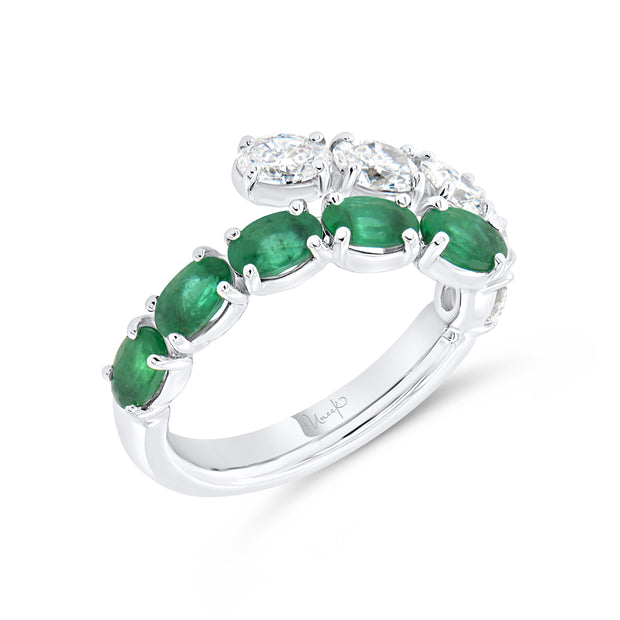 Uneek Precious Collection Bypass Oval Emerald Fashion Ring