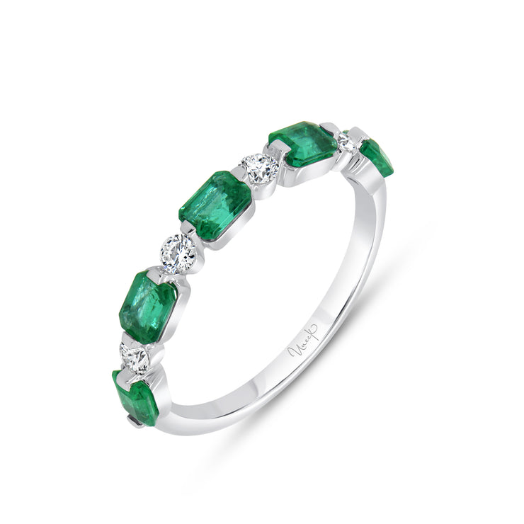 Uneek Precious Collection 1-Row Emerald Emerald Stackable Ring