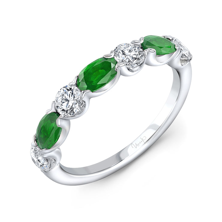 Uneek Precious Collection 1-Row Oval Emerald Stackable Ring