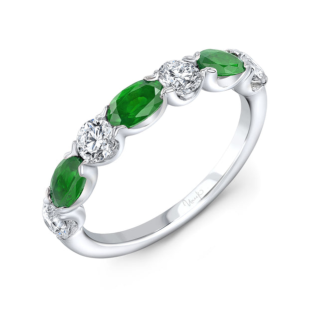 Uneek Precious Collection 1-Row Oval Emerald Stackable Ring