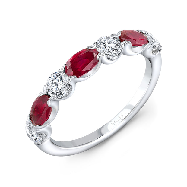 Uneek Precious Collection 1-Row Oval Ruby Stackable Ring