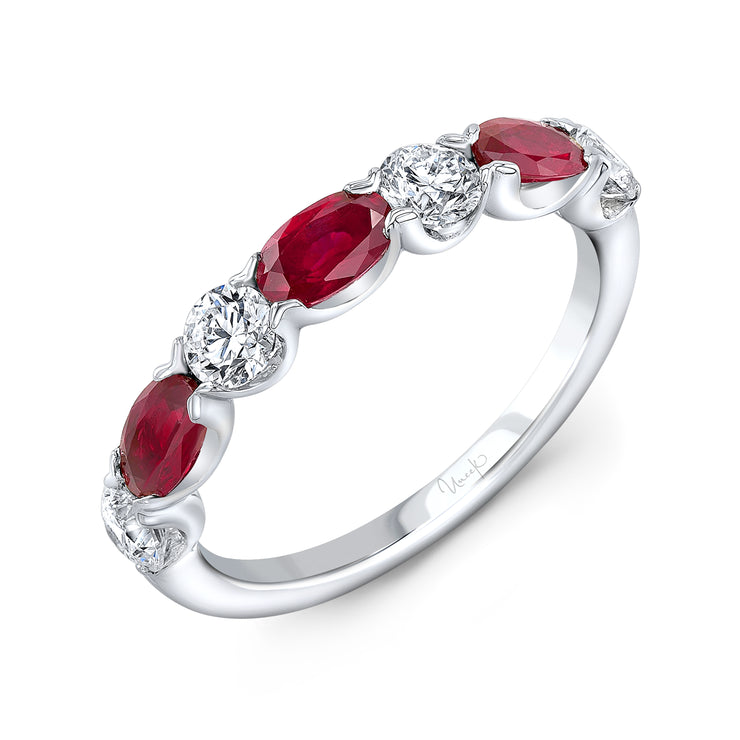 Uneek Precious Collection 1-Row Oval Ruby Stackable Ring