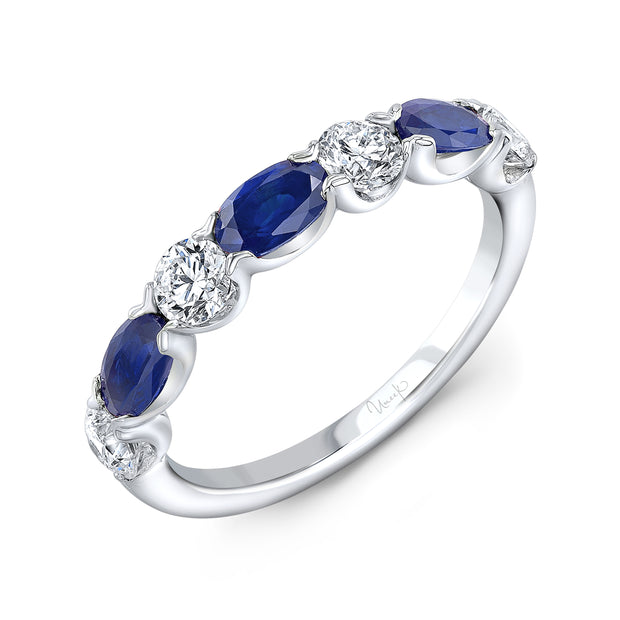 Uneek Precious Collection 1-Row Oval Blue Sapphire Stackable Ring
