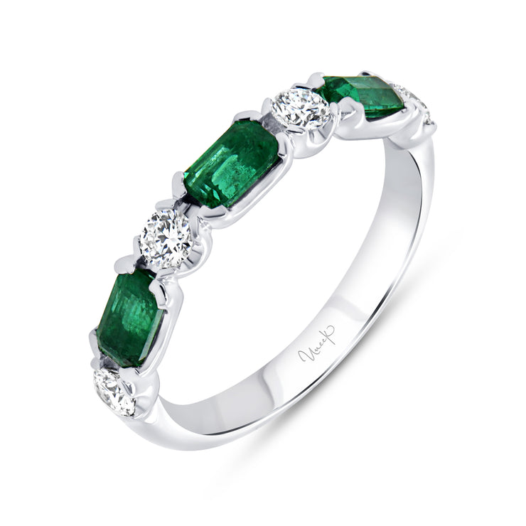 Uneek Precious Collection Seven-Stone Emerald Emerald Stackable Ring