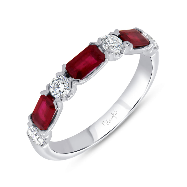 Uneek Precious Collection Seven-Stone Emerald Ruby Stackable Ring