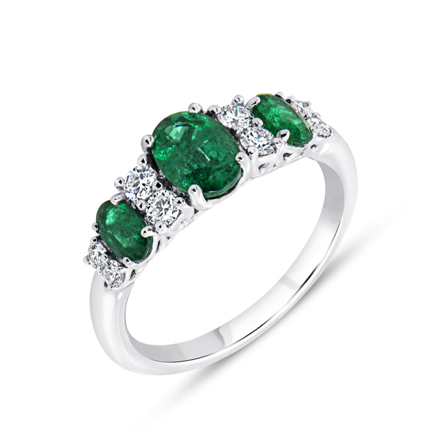 Uneek Precious Collection Oval Emerald Anniversary Ring