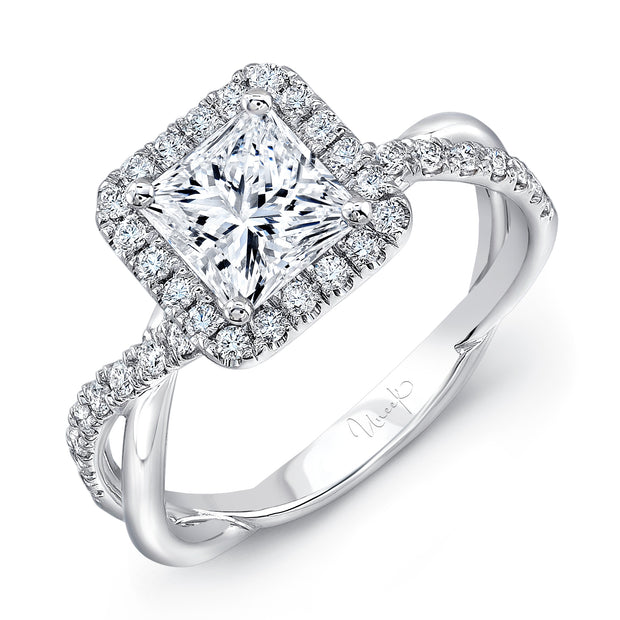 Uneek Infinity Collection Halo Princess Engagement Ring