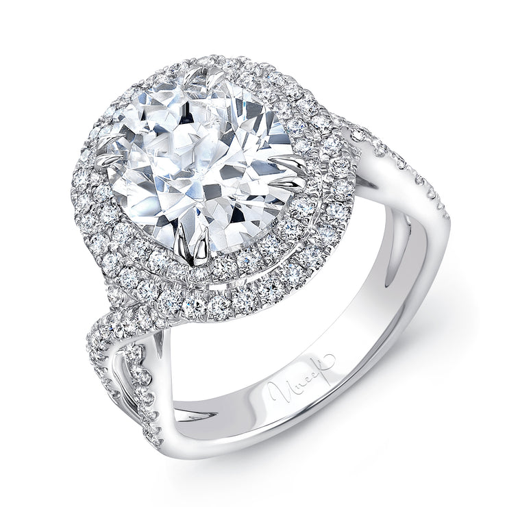 Uneek Radiance Collection Double-Halo Oval Engagement Ring