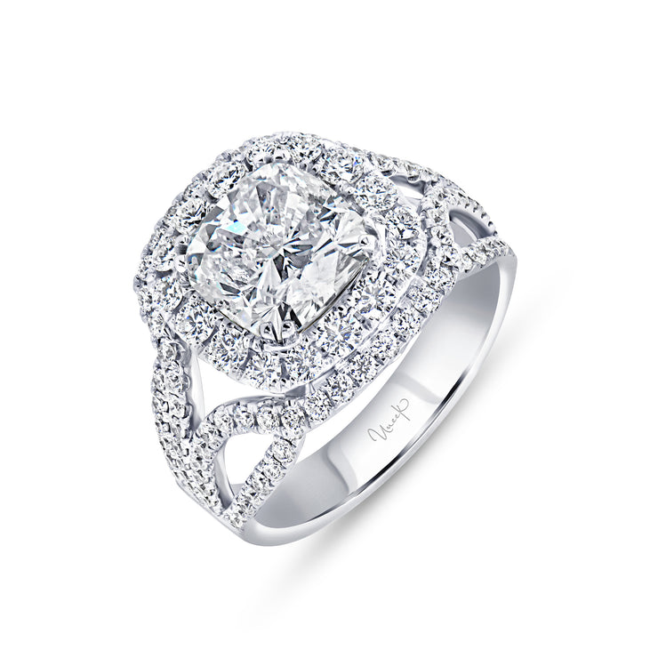 Uneek Radiance Collection Double-Halo Cushion Engagement Ring