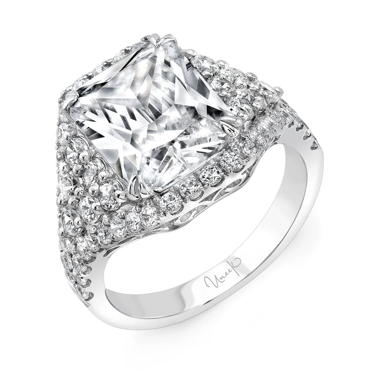 Uneek Radiance Collection Double-Halo Oval Engagement Ring