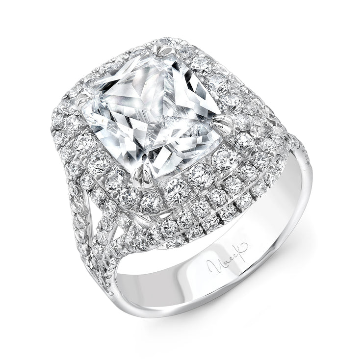 Uneek Radiance Collection Double-Halo Cushion Engagement Ring