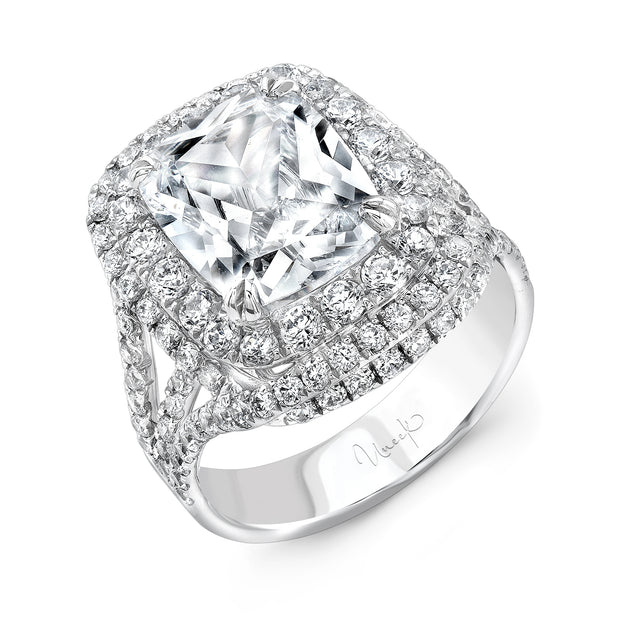 Uneek Radiance Collection Double-Halo Cushion Engagement Ring