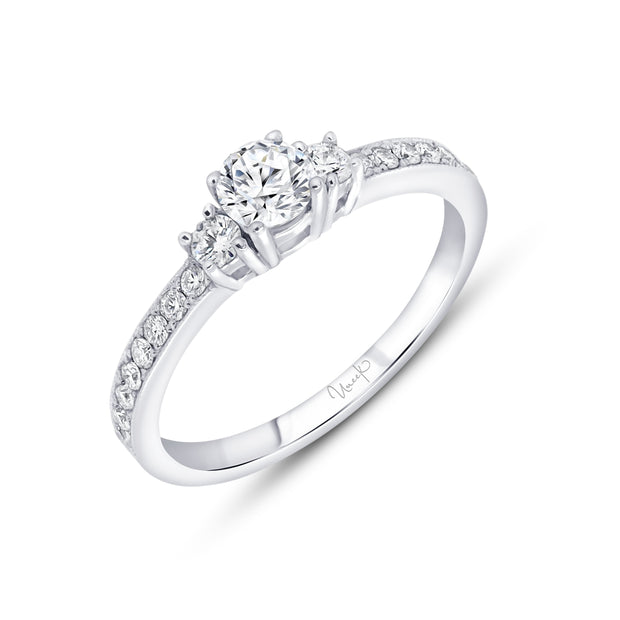 Uneek Three-Stone Round Diamond Engagement Ring