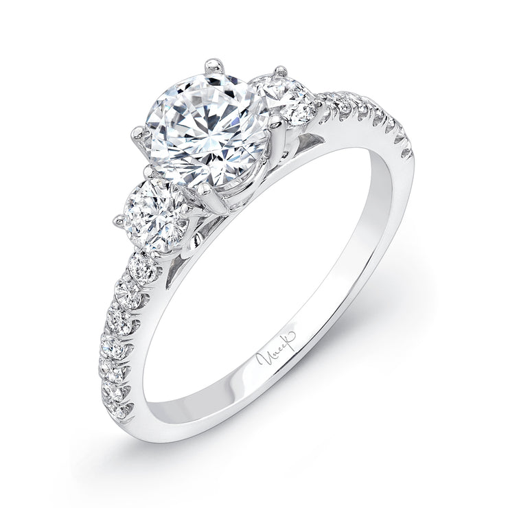 Uneek Three-Stone Round Engagement Ring