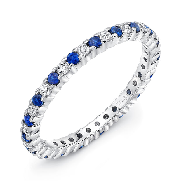 Uneek Precious Collection Straight Round Blue Sapphire Eternity Ring