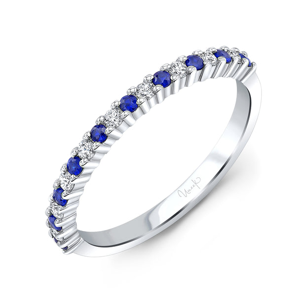 Uneek Precious Collection Straight Round Blue Sapphire Stackable Ring