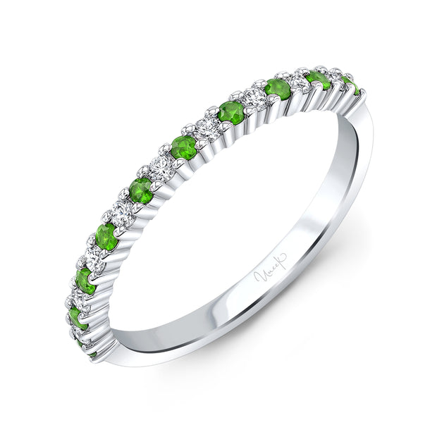 Uneek Precious Collection Straight Round Emerald Stackable Ring