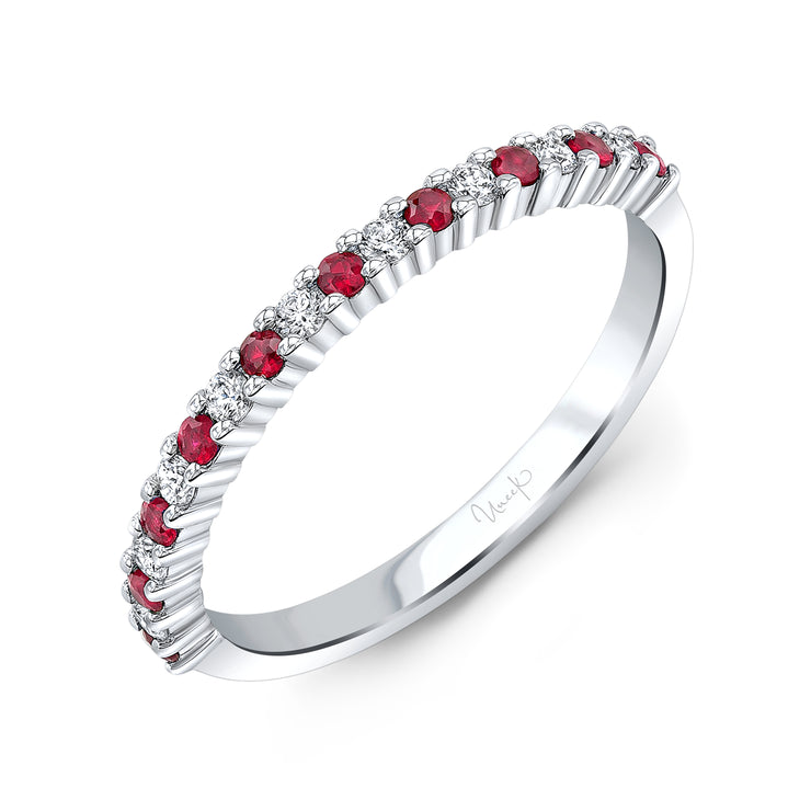 Uneek Precious Collection Straight Round Ruby Stackable Ring