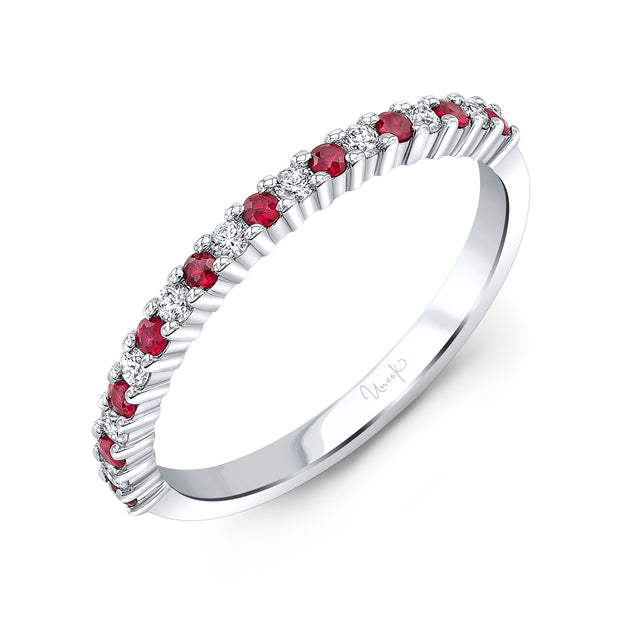 Uneek Precious Collection Straight Round Ruby Stackable Ring