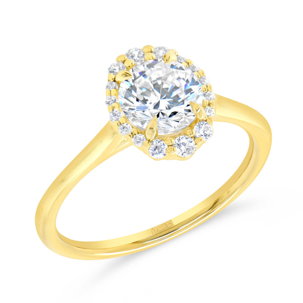 Uneek Petals Collection Halo Round Engagement Ring