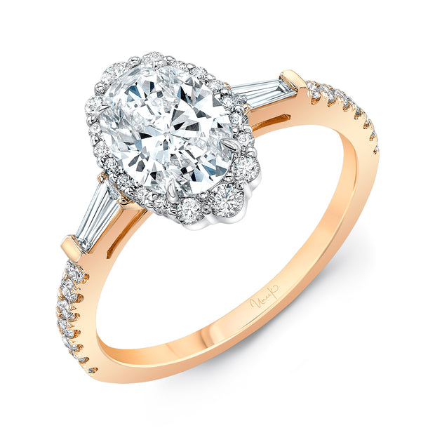 Uneek Petals Collection Halo Oval Engagement Ring